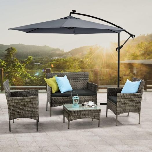 4-Piece Rattan Garden Chair Furniture Set