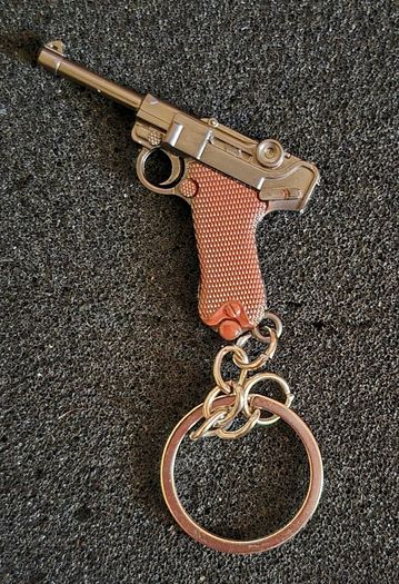 Keyring, firearms, luger. Nagant, glock, colt.