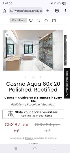 3x Luxury Cosmo Aqua Polished Porcelain Tiles (2.16 sqm) BRAND NEW