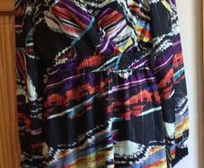 Zapara Ladies black & multicolured chiffon wrap dress size 10 includes post