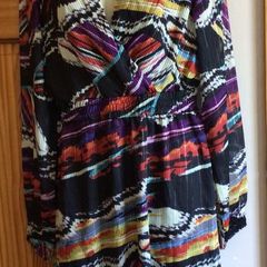 Zapara Ladies black & multicolured chiffon wrap dress size 10 includes post