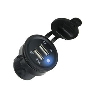 5V 2.1A Dual 2USB Charger Socket Adapter Power Outlet for 12V 24V Car Motorcycle