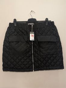 PENNEYS Primark Black Quilted Zip Down Skirt Size 16!