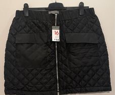 PENNEYS Primark Black Quilted Zip Down Skirt Size 16!