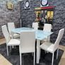 Modern Glass Dining Table Set Seats 6, White Image 4