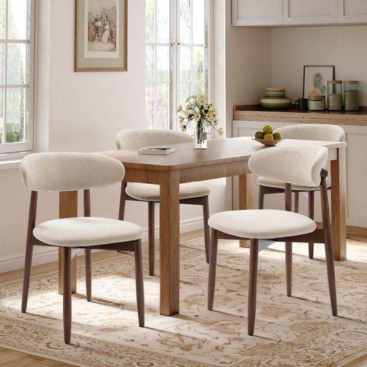 Set of 4 Solid Wood Upholstered Dining Chair