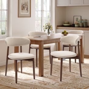 Set of 4 Solid Wood Upholstered Dining Chair
