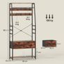 6-in-1 Industrial-Style Hallway Organiser - Brown/Black Image 3