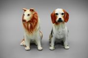 Vintage Beagle and Collie Dog porcelain figurines