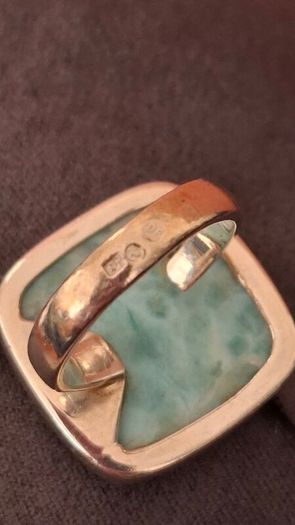 Larimar genuine silver ring 925, adjustable
