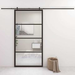 Sliding Door Aluminium and ESG Glass 102.5x205 cm Black