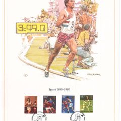 1980 Great Britain Limited Edition Lithographed Print measuring 333mm X 257mm showing Sport Centenaries Commemorative stamps with First Day of Issue Cancel