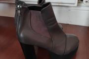 Faux leather dark grey ankle boots