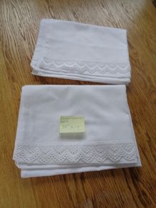 Embroidered Anglia Trimmed Cotton Pillowcases x 2 for Sale