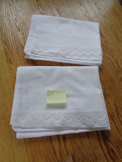 Embroidered Anglia Trimmed Cotton Pillowcases x 2 for Sale