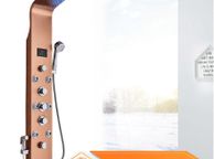 main image for ad BRAND NEW Rose Golden 8009 LED Light Shower Faucet Bathroom Waterfall Rain Black Shower Panel In Wall Shower System with Spa Massage Sprayer and Bidet Tap