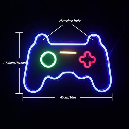 MASSIVE SALE Game Neon Signs Neon Light Gaming LED Neon Lights Wall Art Blue Neon Night Light for Kids Game Room Bar Bedroom Home Decoration 16''x11''