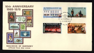 1979 Guernsey Tenth Anniversary of Guernsey Postal Administration Commemorative Stamps First Day Cover (FDC)