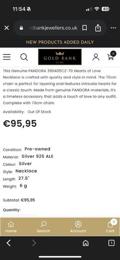 Genuine PANDORA 390405CZ-70 Hearts Of Love Necklace 70cm adjustable Chain