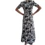 Black and white floral satin custom-made dress Image 2