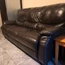 black leather sofa and arm chairs Image 6