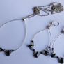 Vintage Sterling Silver Black and Red Crystal Necklace and Earring Set Image 5