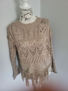fringe beige jumper