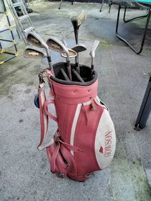 golf clubs and bag
