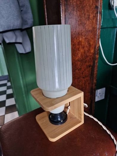 1 Retro Vintage Mid Century Glass shade /repro base  Table lamp