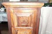 Beautiful Old Press with door and Twin Floral Carved Panels, rectangular top and plinth base,