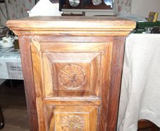 Beautiful Old Press with door and Twin Floral Carved Panels, rectangular top and plinth base,