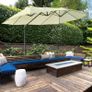 Double Parasol Patio Umbrella Garden Sun Shade w/ Steel Pole 12 Support Ribs Crank Handle Easy Lift Twin Canopy - Beige Image 3