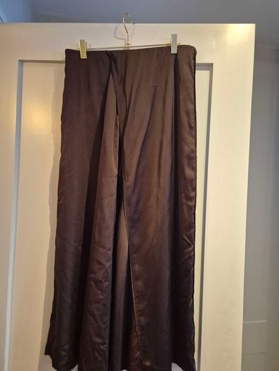brown satin midi skirt