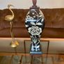 Vintage Large Glazed Asian Batik Motif Table or Console Lamp Image 3