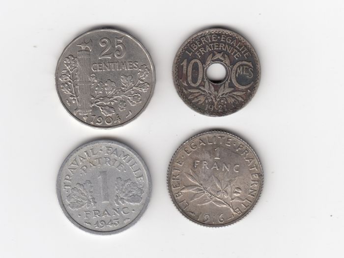 France, 4 x coins (No: 382)