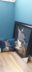 unique framed print with matching pillow cover Animal Zebra Gentleman