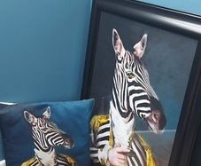 unique framed print with matching pillow cover Animal Zebra Gentleman