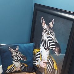 unique framed print with matching pillow cover Animal Zebra Gentleman