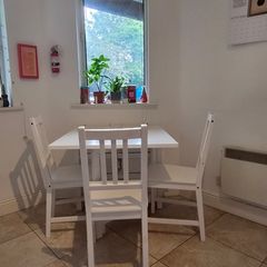 Dining Table + 3 White Chairs
