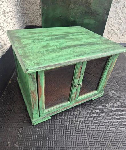 Small Vintage style  2 glass door counter  cabinet