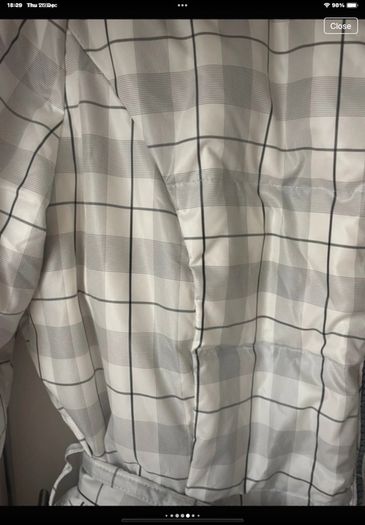 Edina ronay check down filled white & black tie belt coat size 12