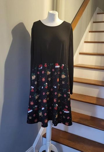 Shein black contrast Xmas dress, Size 4XL / UK24