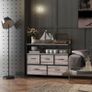 Rustic Chest of Five Fabric Drawers - Grey Wood Effect Image 2