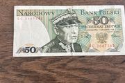 Poland 50 Zlotych Banknote  1988 Issue  Karol Swierczewski  Polish Peoples Republic