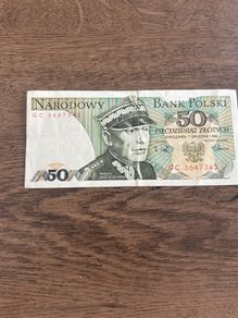 Poland 50 Zlotych Banknote  1988 Issue  Karol Swierczewski  Polish Peoples Republic