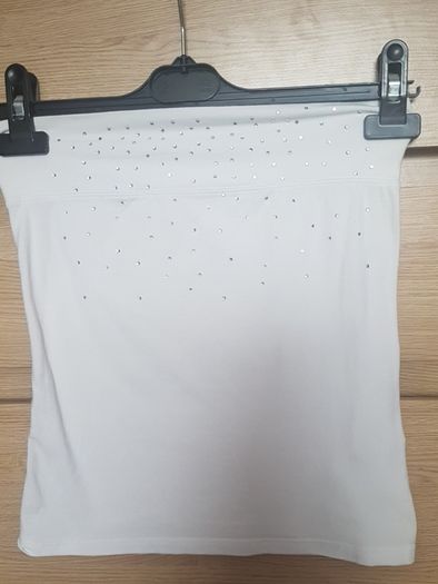 white tube top with rhinestones  fits s sm