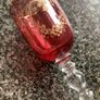 Pair of cranberry glass gold etched antique wine glasses Image 3