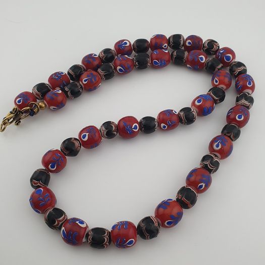 Antique Venetian Style Floral & Trade Glass Beads Necklace