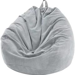 Bean Bag 85x110cm(No Filler),Corduroy Bean Bags Adult, Grey BeanBag Chair,Washable Lazy Sofa Soft Comfortable Indoor Outdoor for Garden Living Room