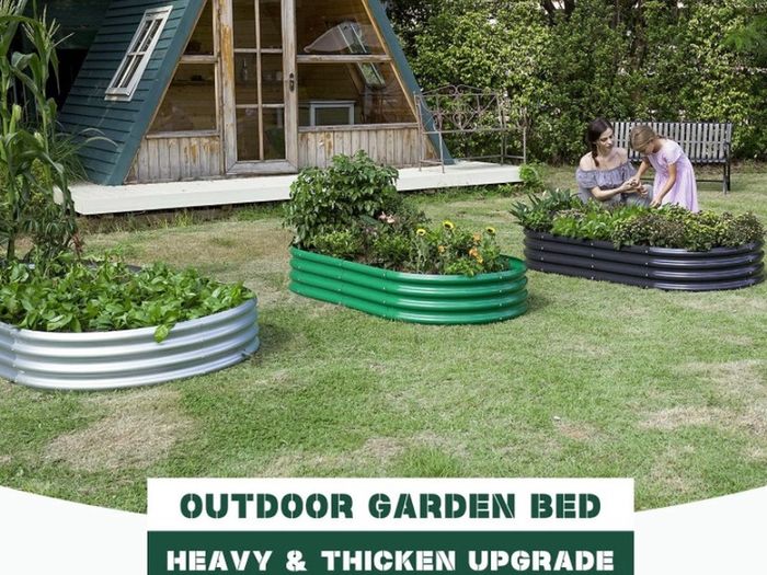 Galvanized Raised Garden Bed Kit, Galvanized Planter Raised Garden Boxes Outdoor, Oval Large Metal Raised Garden Beds for Vegetables (FREE POSTAGE)